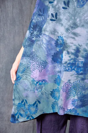 1255HD Art Tee Blue Butterflies and Flowers