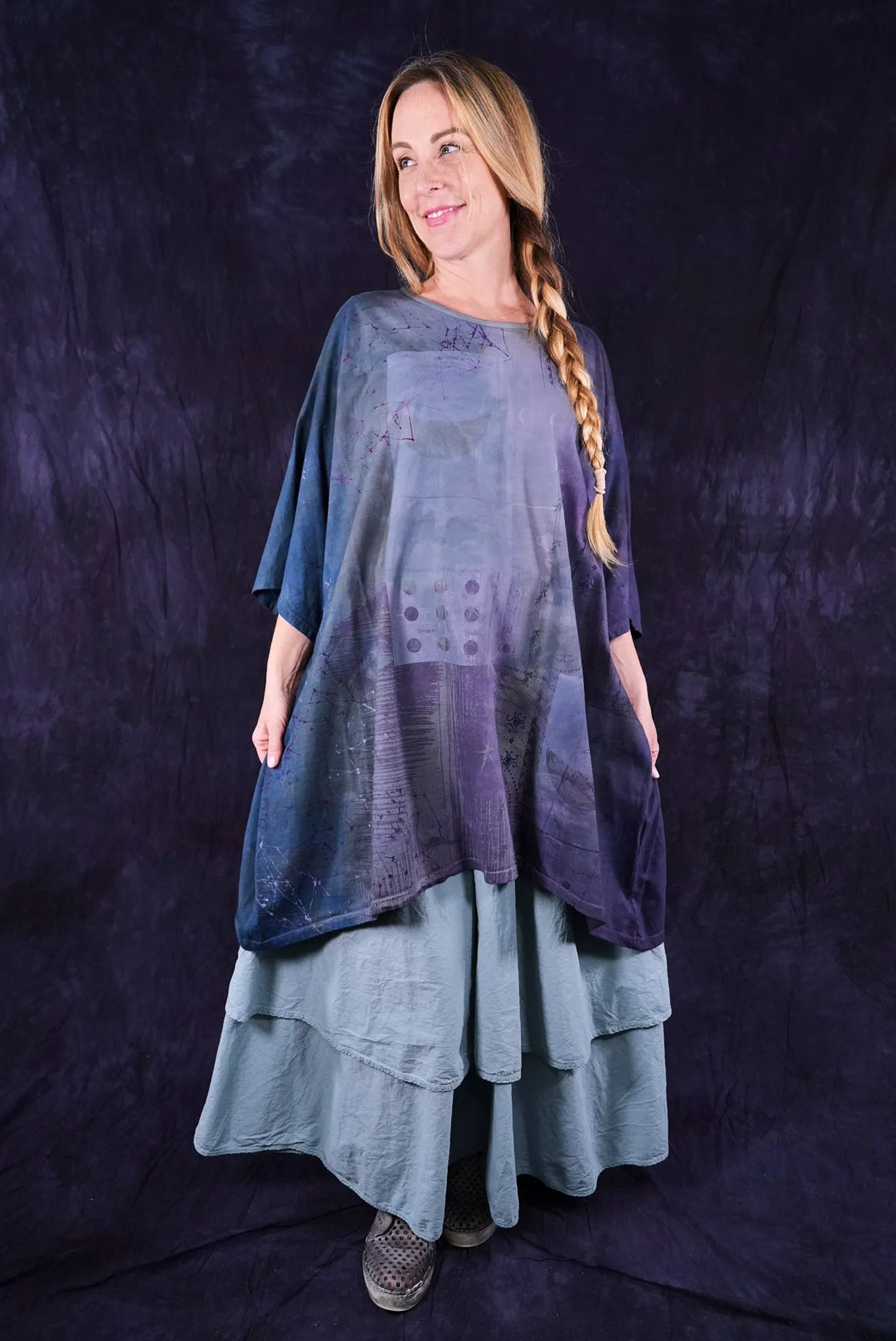 1255HD Art Tee Purple Blues Celestial Moon Poets