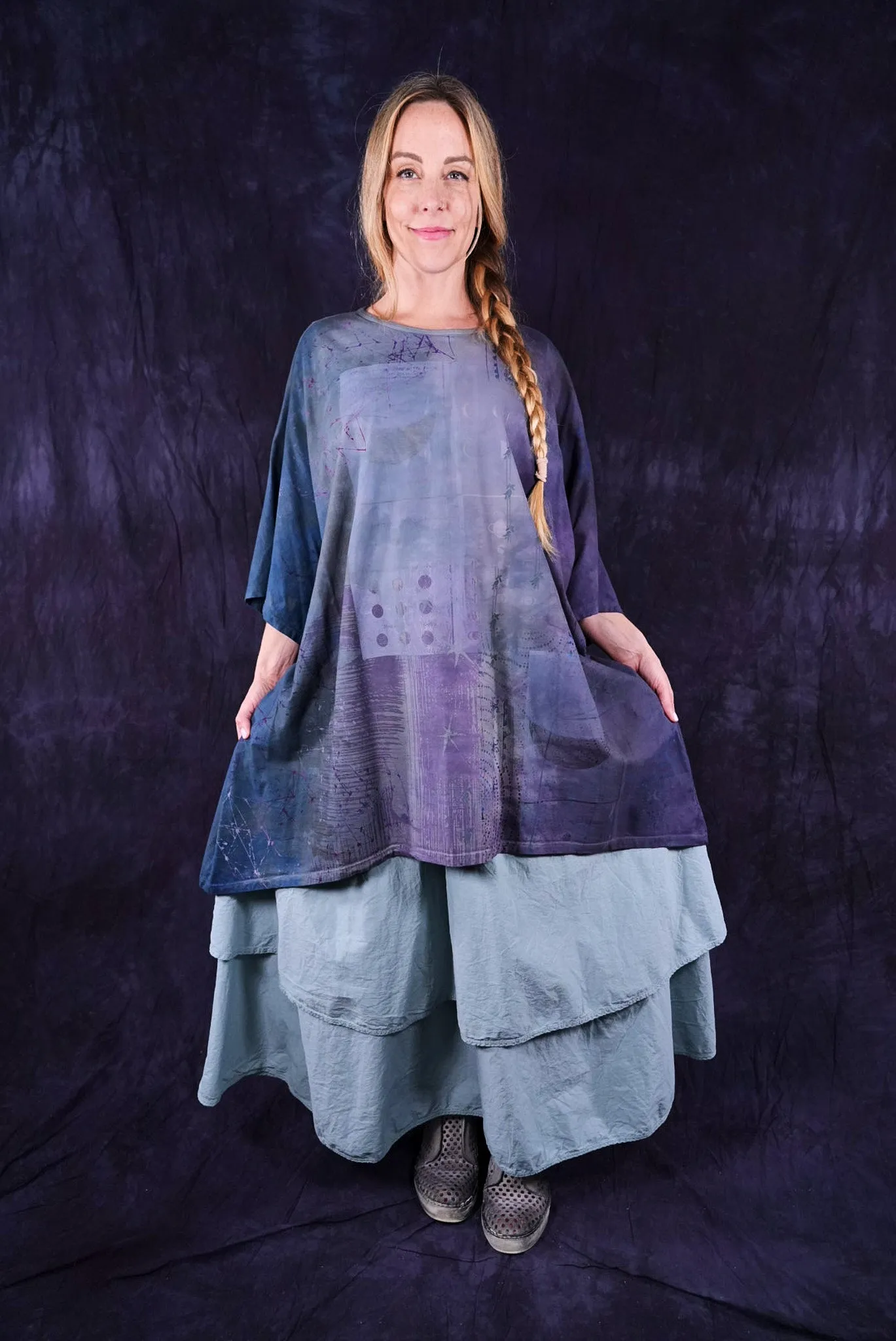 1255HD Art Tee Purple Blues Celestial Moon Poets