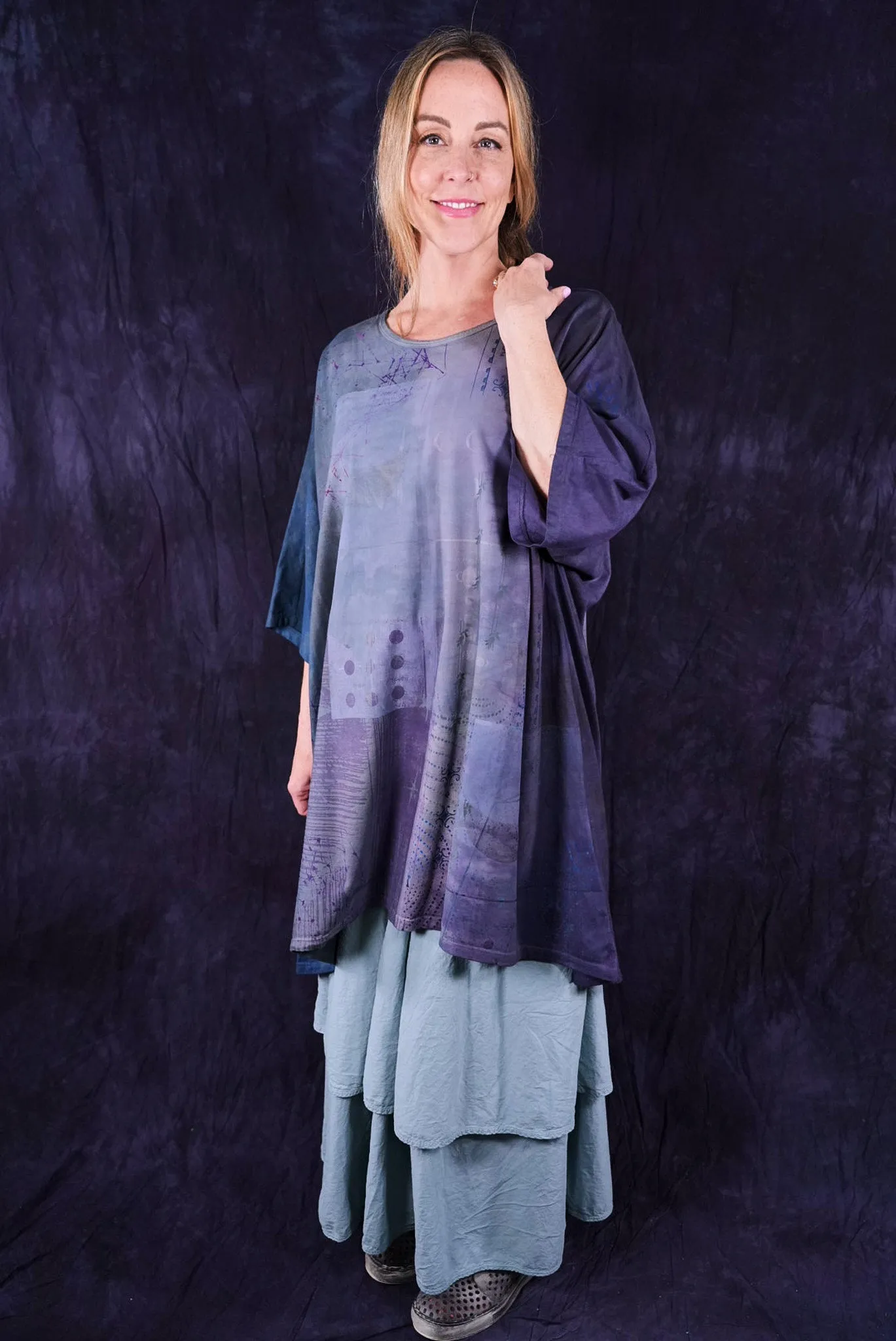 1255HD Art Tee Purple Blues Celestial Moon Poets