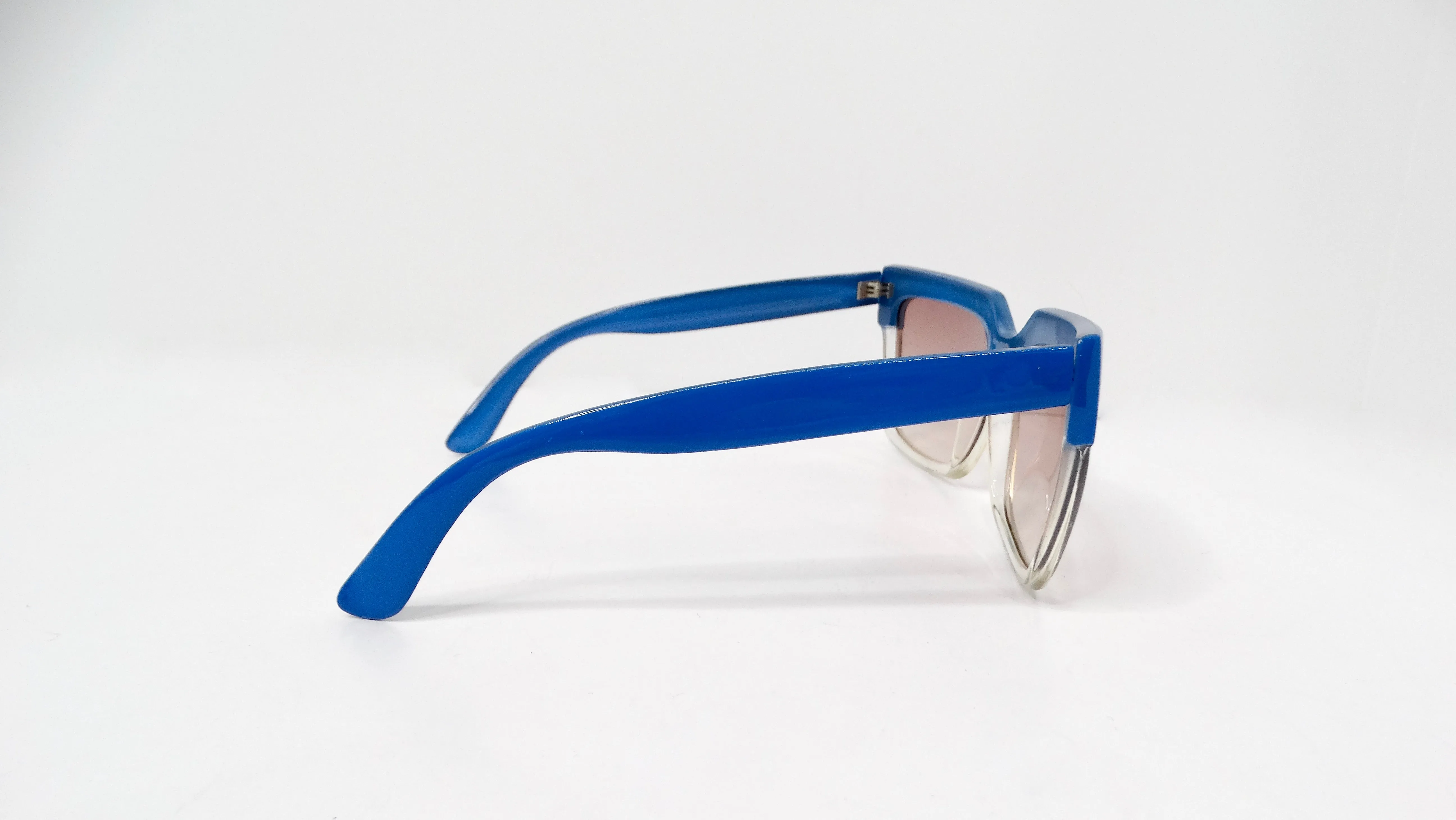 1980s Blue & Clear Oversized Geometric Tinted Sunglasses