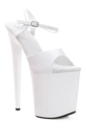 850-JULIET Stripper Sandal | White Patent