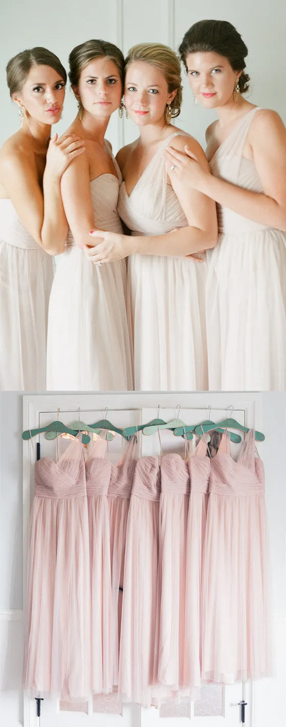 A-line Sweetheart One-shoulder Tulle Bridesmaid Dresses, BD0564
