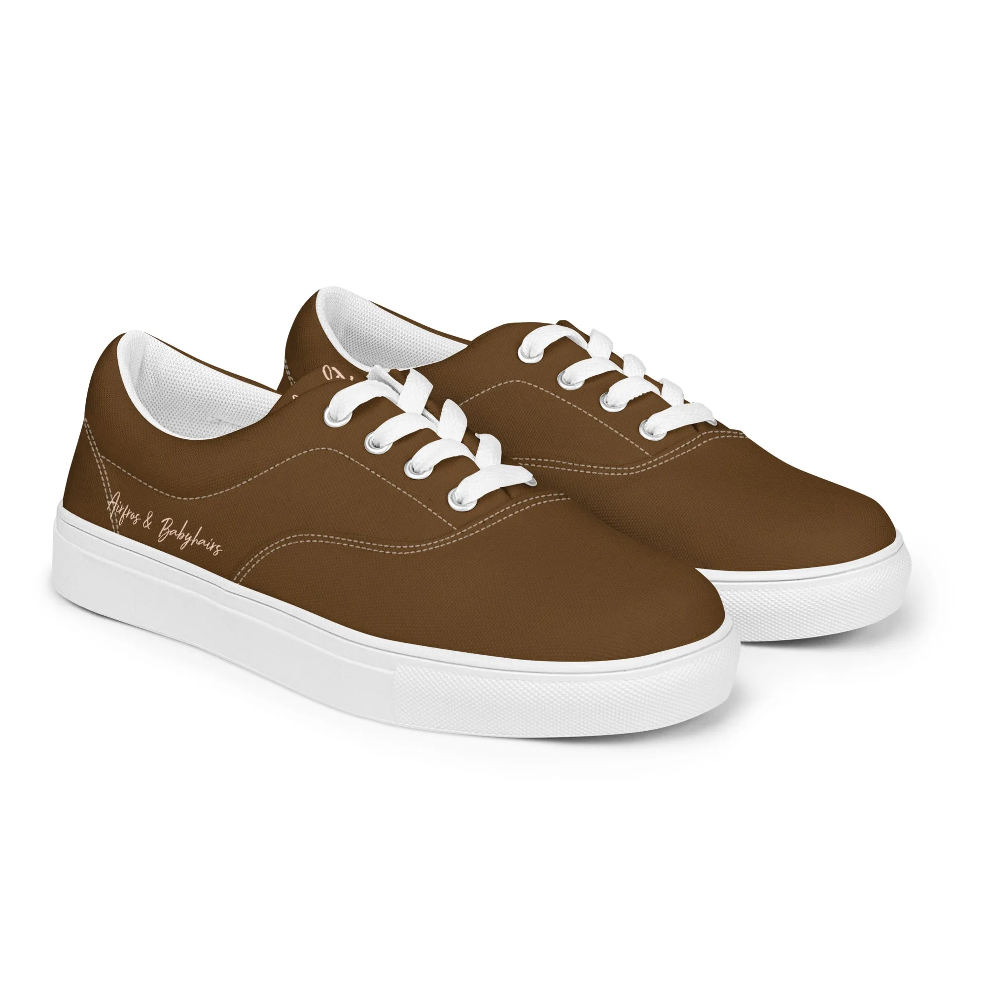 Airfros And Babyhairs Brown Women’s lace-up canvas shoes