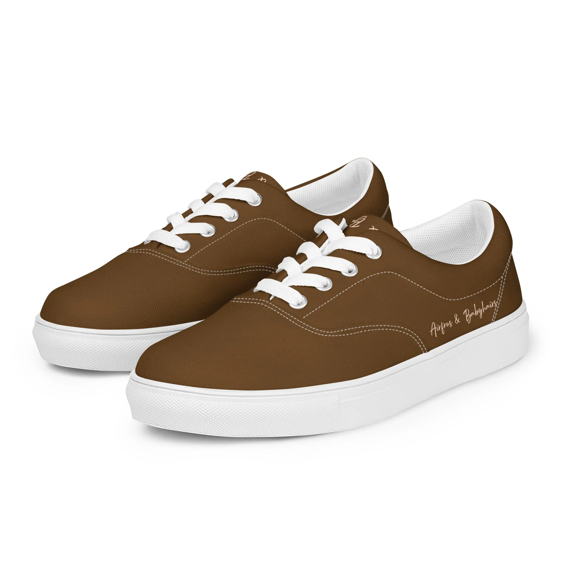 Airfros And Babyhairs Brown Women’s lace-up canvas shoes