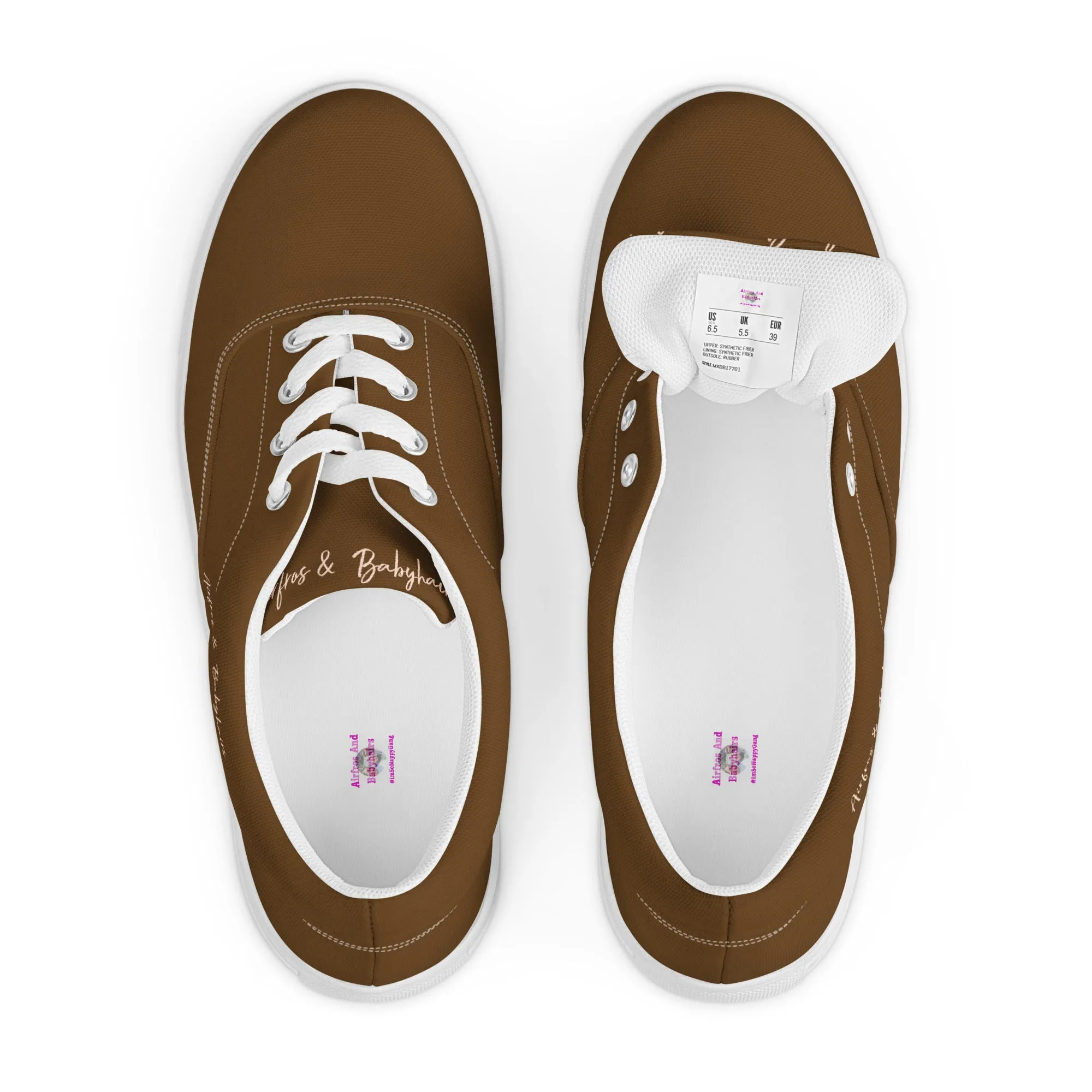 Airfros And Babyhairs Brown Women’s lace-up canvas shoes