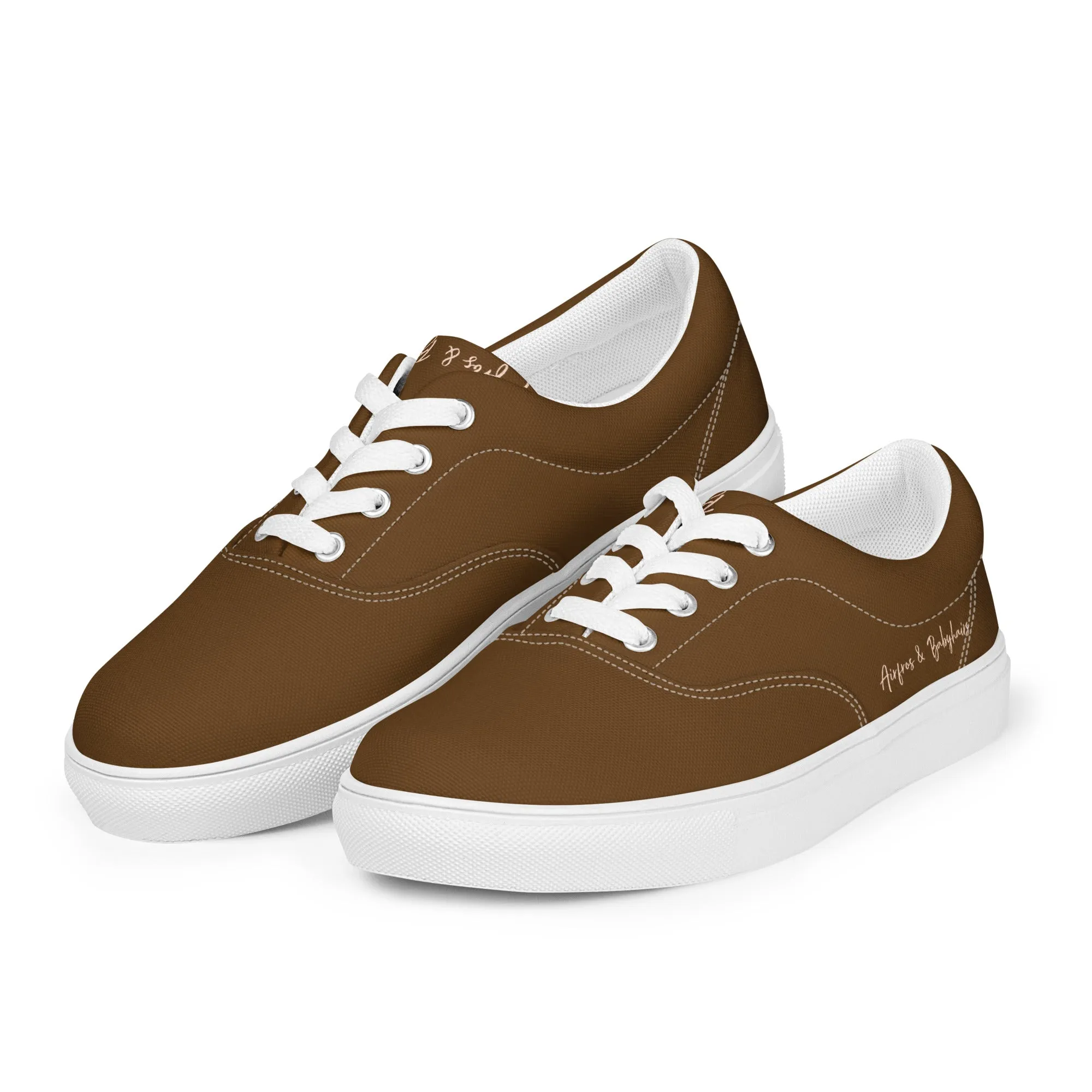 Airfros And Babyhairs Brown Women’s lace-up canvas shoes