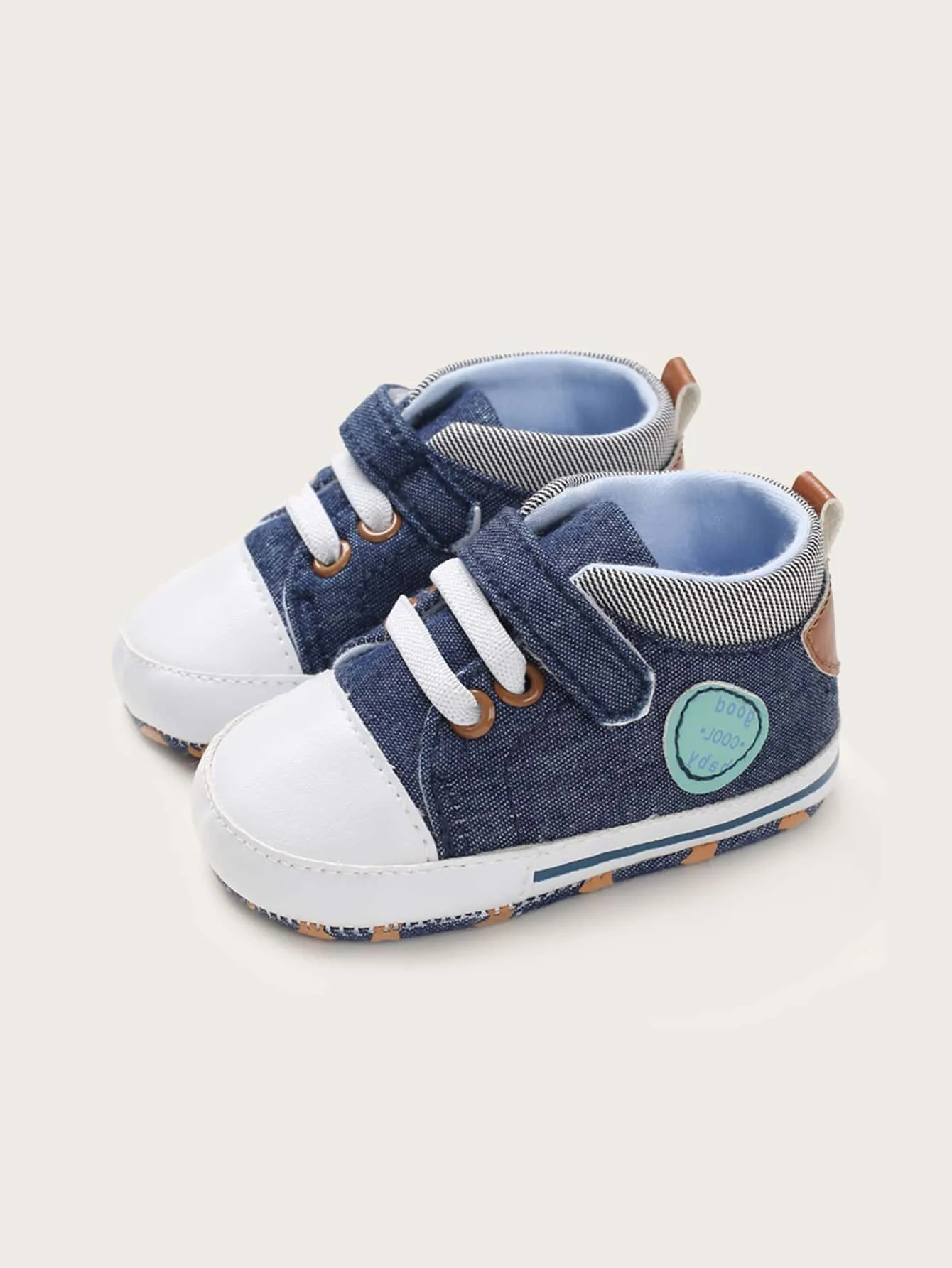 Baby Boy Hook-and-loop Fastener Strap High Top Sneakers- FD