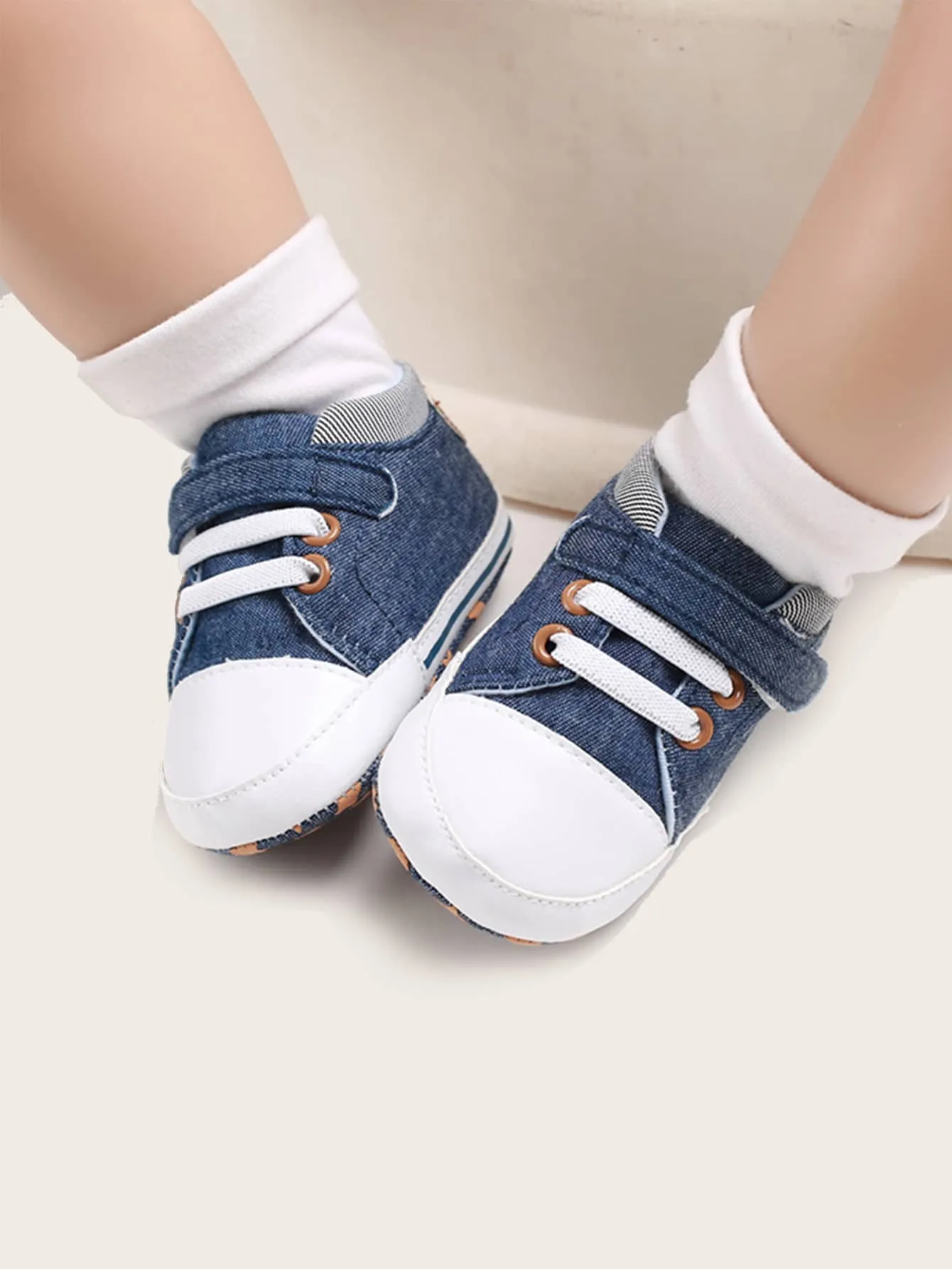 Baby Boy Hook-and-loop Fastener Strap High Top Sneakers- FD
