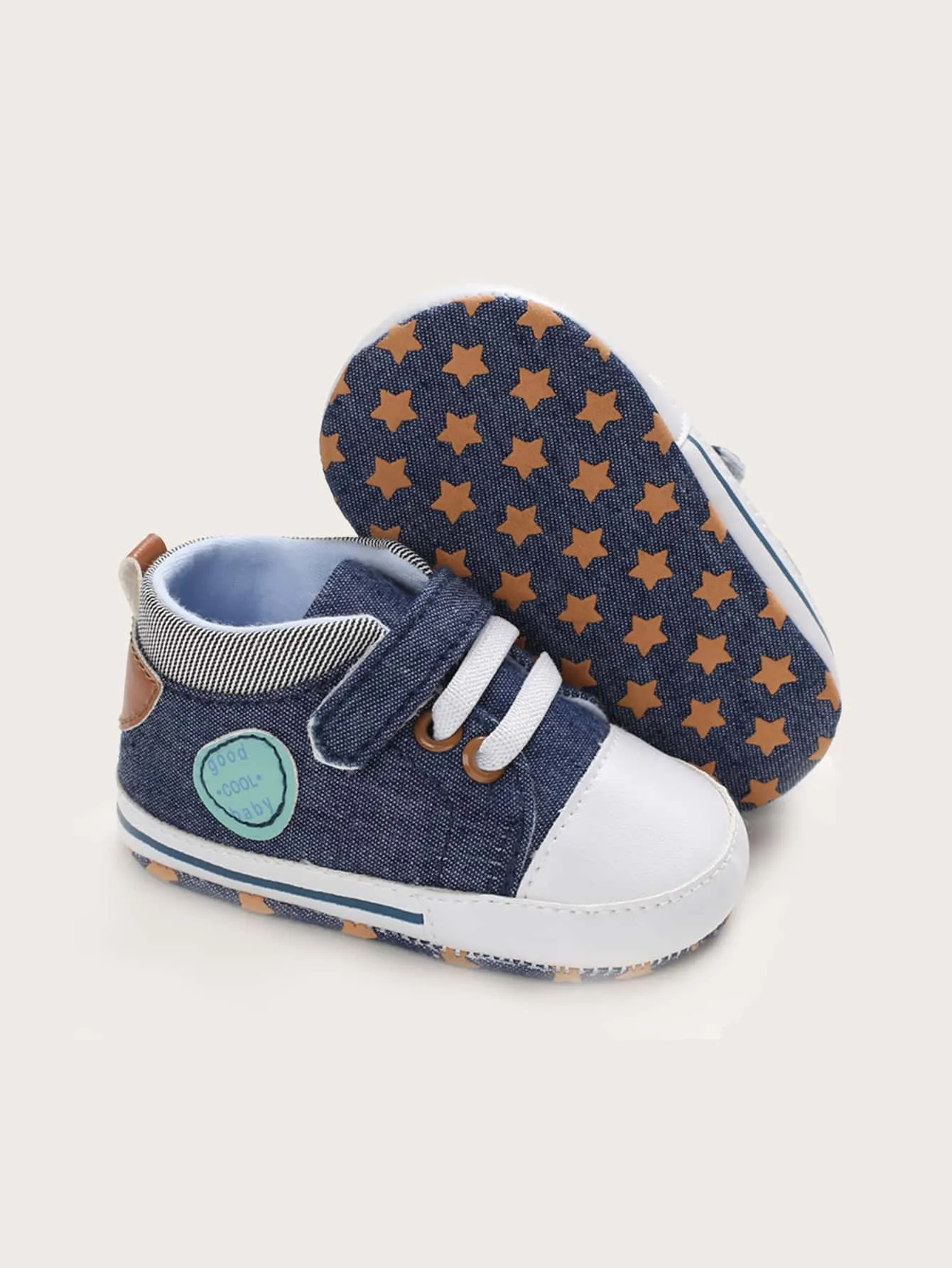 Baby Boy Hook-and-loop Fastener Strap High Top Sneakers- FD