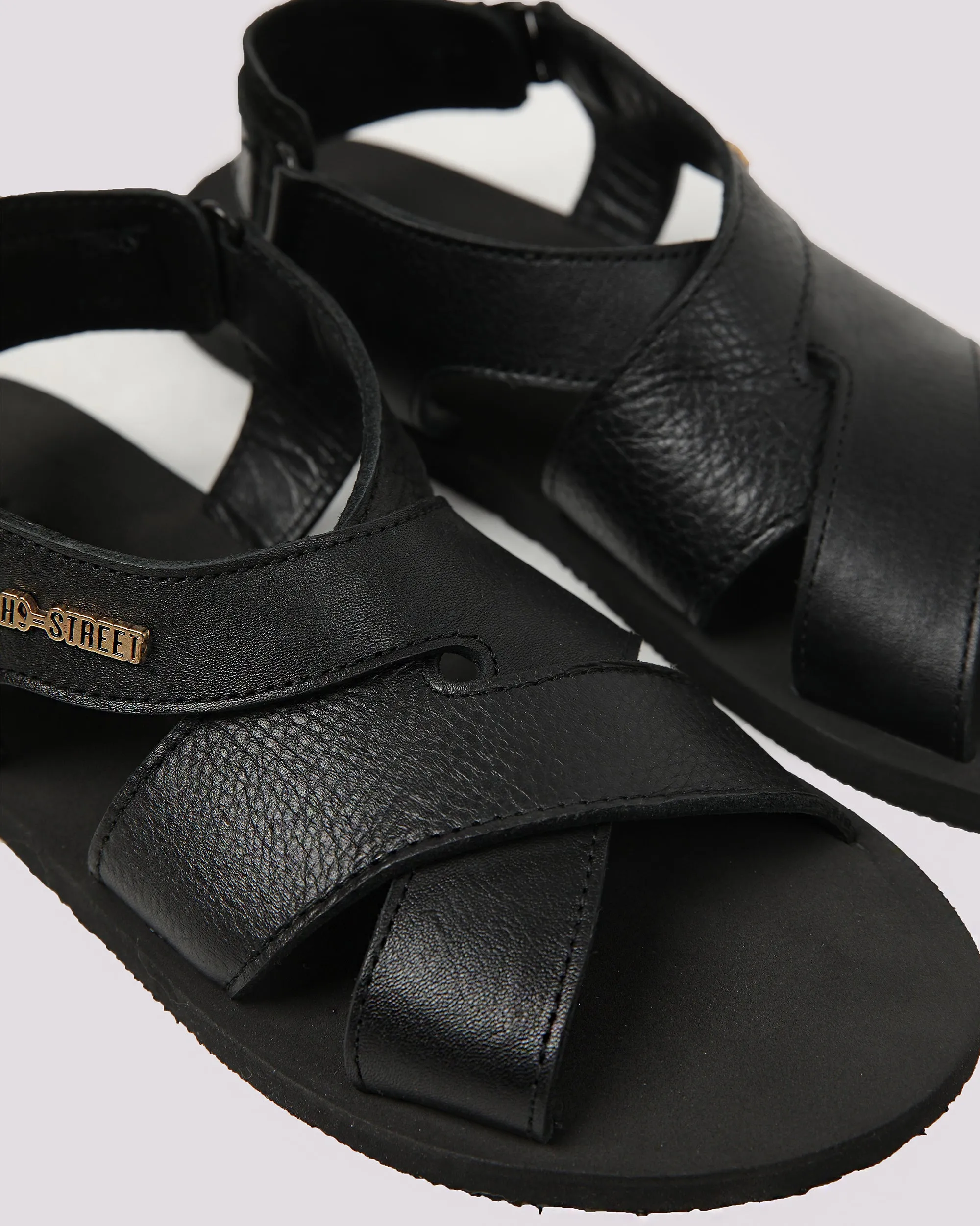 Black Milt Leather Sandal