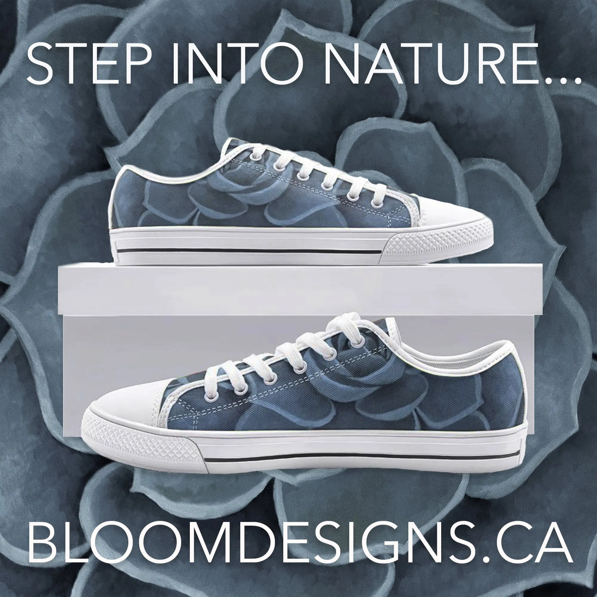 Blue Succulent Low-top Sneakers