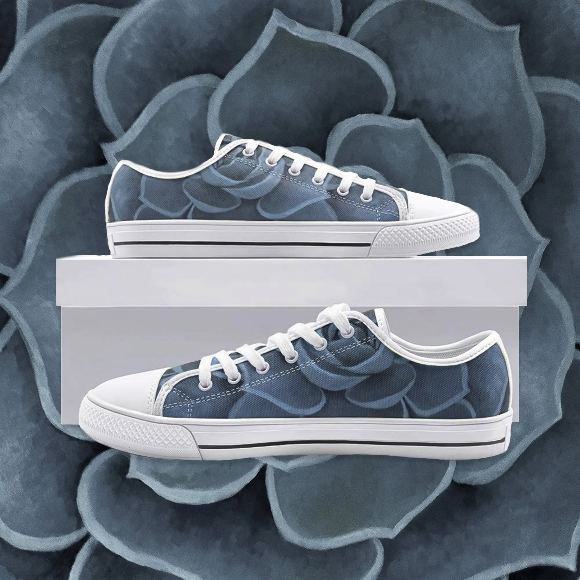 Blue Succulent Low-top Sneakers