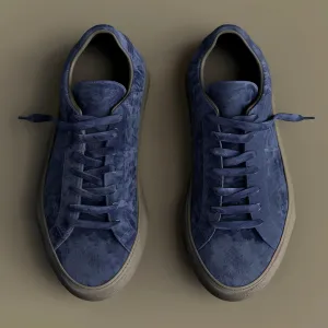 Blue Suede Leather Leisure Luxe Lace-Up Sneakers - Sneaker Shoes