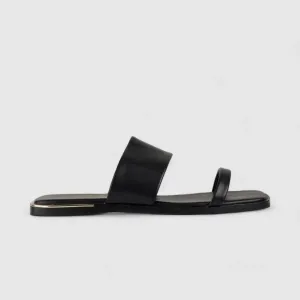 Bulbul Flat Sandal Black Car5001