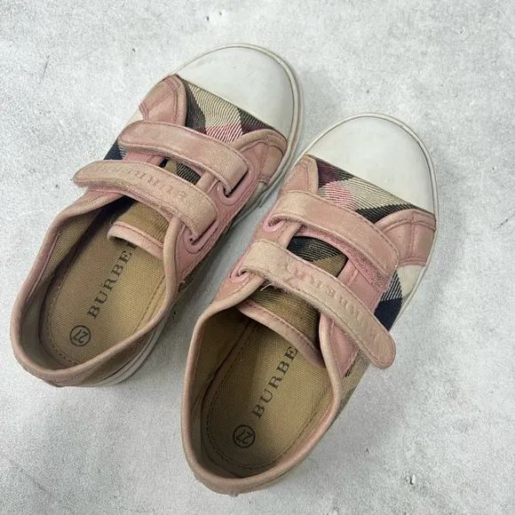 Burberry sz 27 Kid's Pink and Brown Trainers canvas sneakers