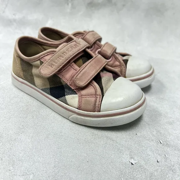 Burberry sz 27 Kid's Pink and Brown Trainers canvas sneakers