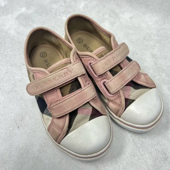 Burberry sz 27 Kid's Pink and Brown Trainers canvas sneakers