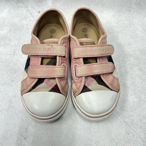 Burberry sz 27 Kid's Pink and Brown Trainers canvas sneakers