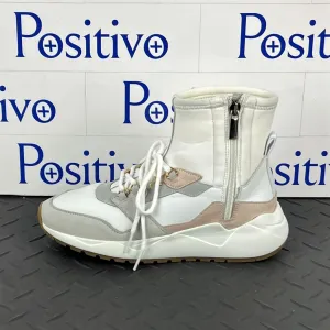 Buscemi Women's Run1 Zip White Leather Sneakers SAMPLE