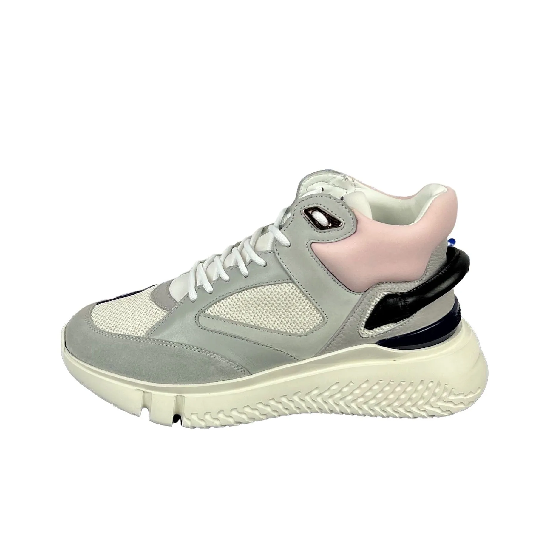 Buscemi Women's Veloce Mid Grey/Pink Leather Sneakers