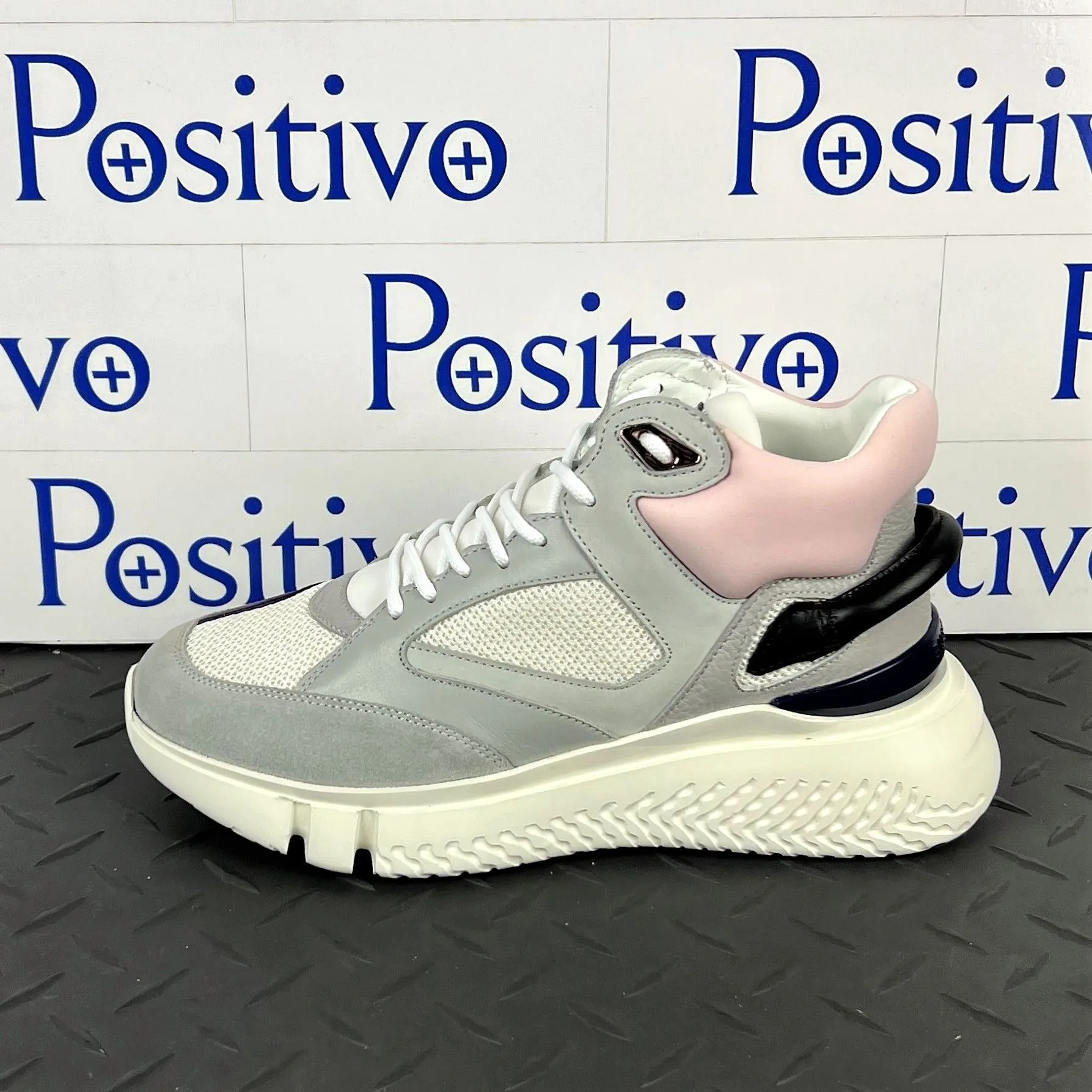 Buscemi Women's Veloce Mid Grey/Pink Leather Sneakers