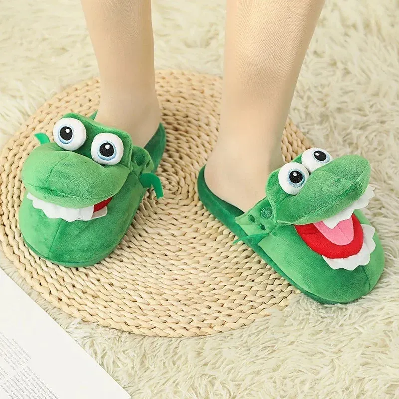 Cartoon Crocodile Cotton Slippers Moving Funny Walking with Open Mouth and Dancing Warm Comfortable Christmas Gift Kids Girl Boy