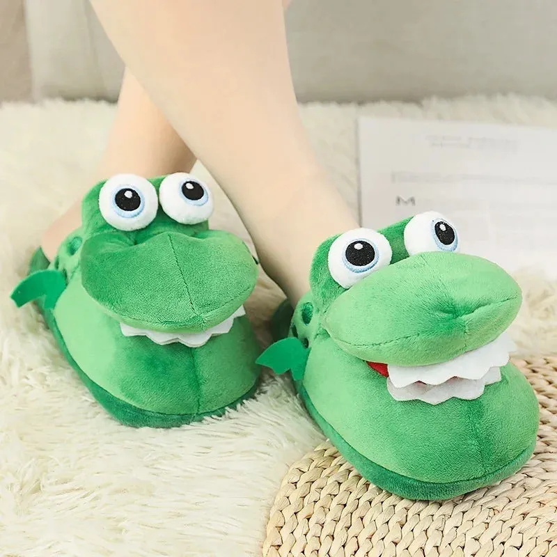 Cartoon Crocodile Cotton Slippers Moving Funny Walking with Open Mouth and Dancing Warm Comfortable Christmas Gift Kids Girl Boy