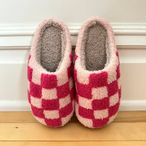 Checker Slippers, Retro Slippers, Fluffy Slippers, Gifts for Her, Y2K Slippers, Urban Slippers, Cozy Slippers, Warm Slippers, Retro Checker