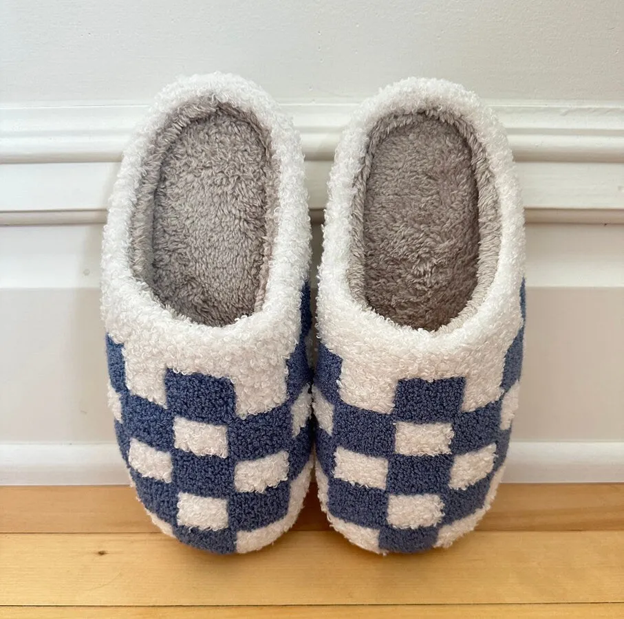 Checker Slippers, Retro Slippers, Fluffy Slippers, Gifts for Her, Y2K Slippers, Urban Slippers, Cozy Slippers, Warm Slippers, Retro Checker