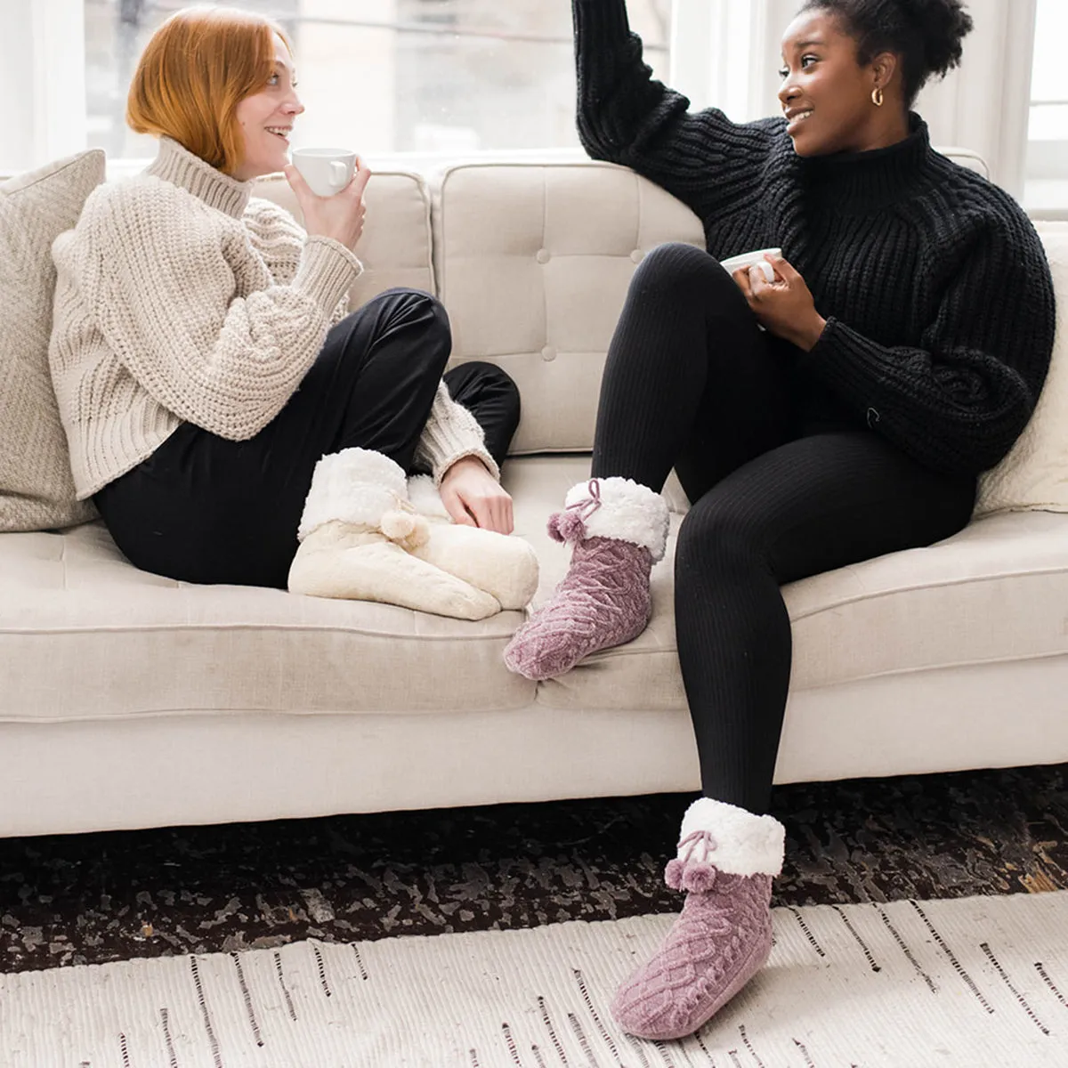 Chenille Knit Cloud - Recycled Slipper Socks