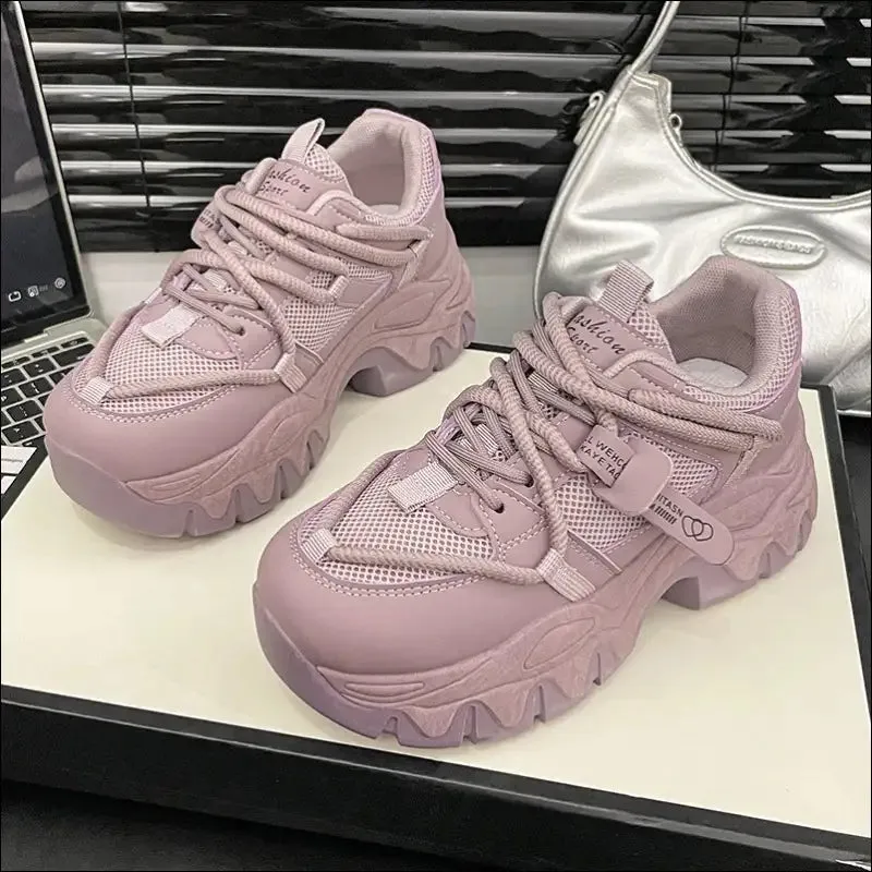 Chic Lace Up Round Toe Platform Athletic Shoes