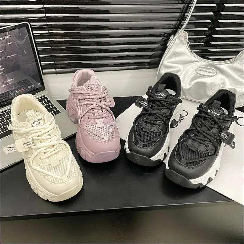 Chic Lace Up Round Toe Platform Athletic Shoes