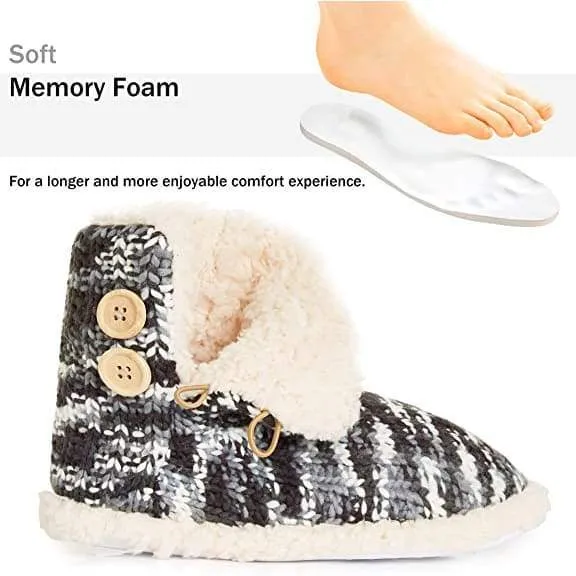 CityComfort Ladies Slipper Boots Knitted Warm Winter Indoor Booties
