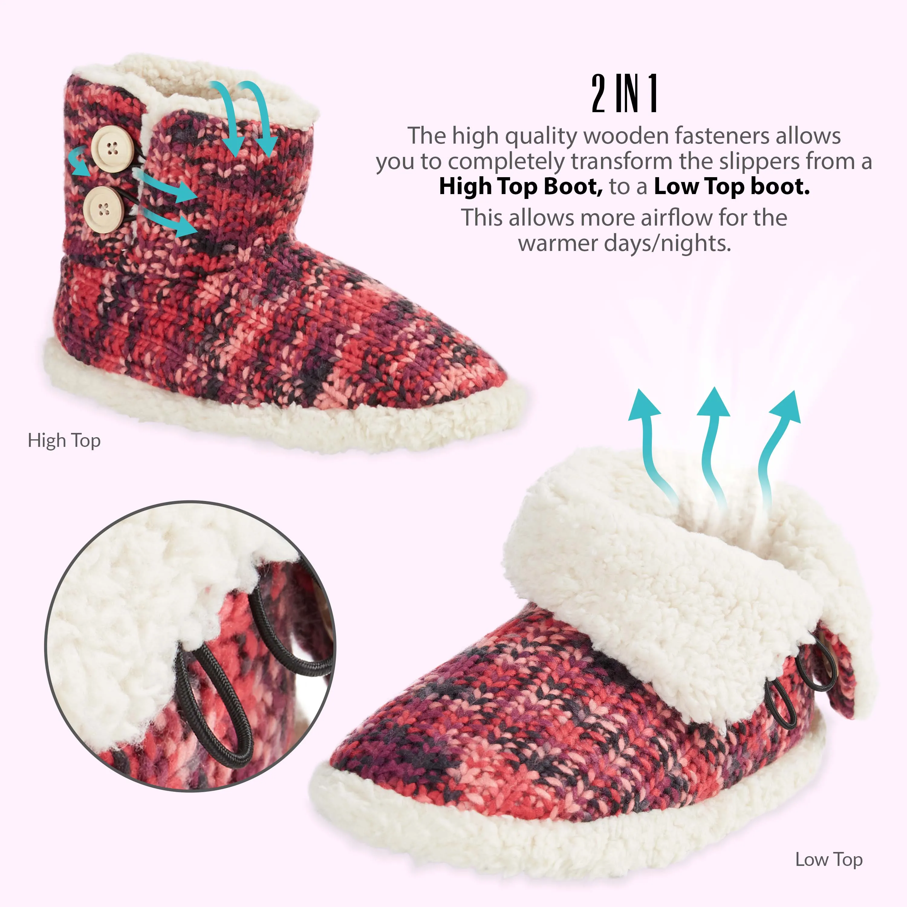 CityComfort Ladies Slipper Boots Knitted Warm Winter Indoor Booties