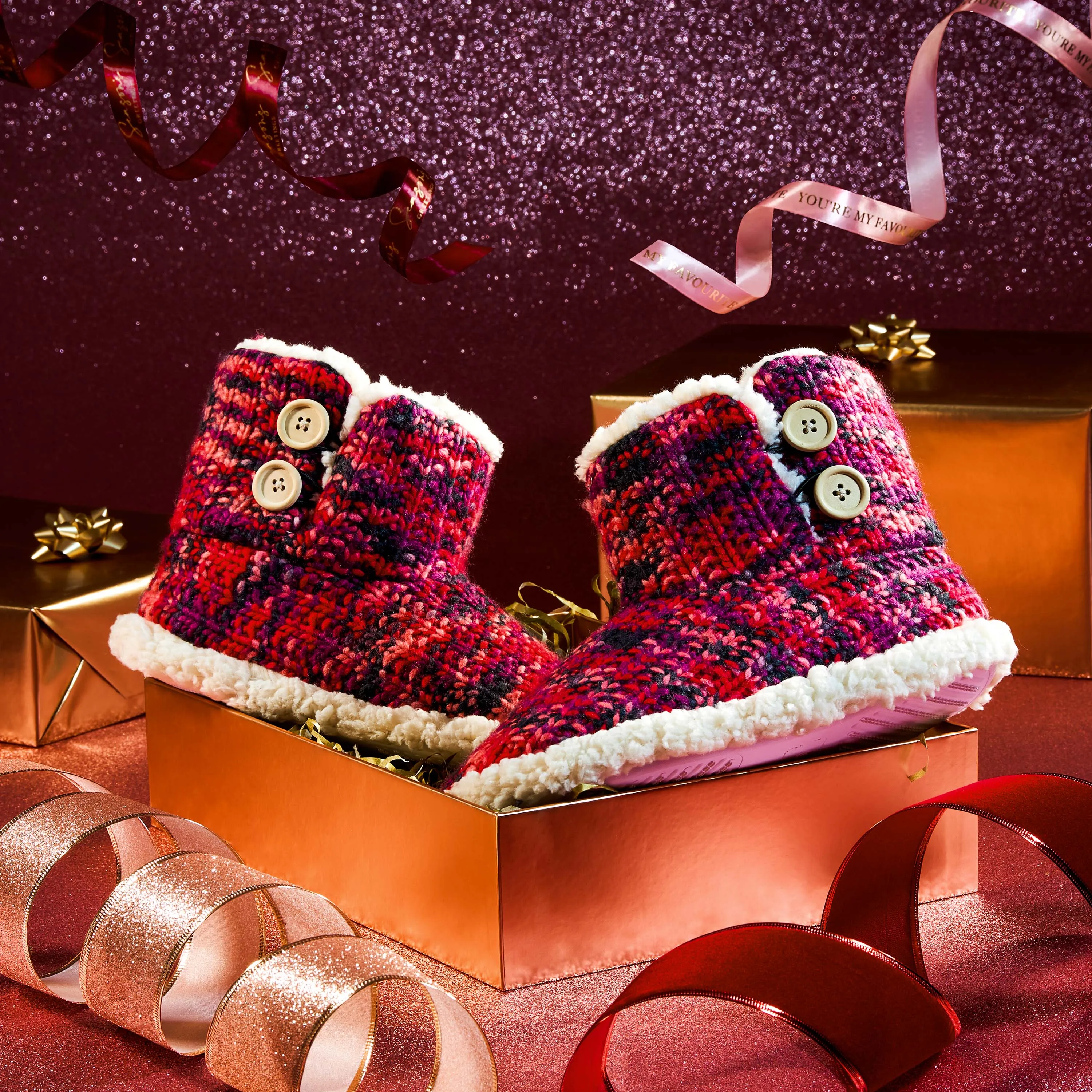 CityComfort Ladies Slipper Boots Knitted Warm Winter Indoor Booties