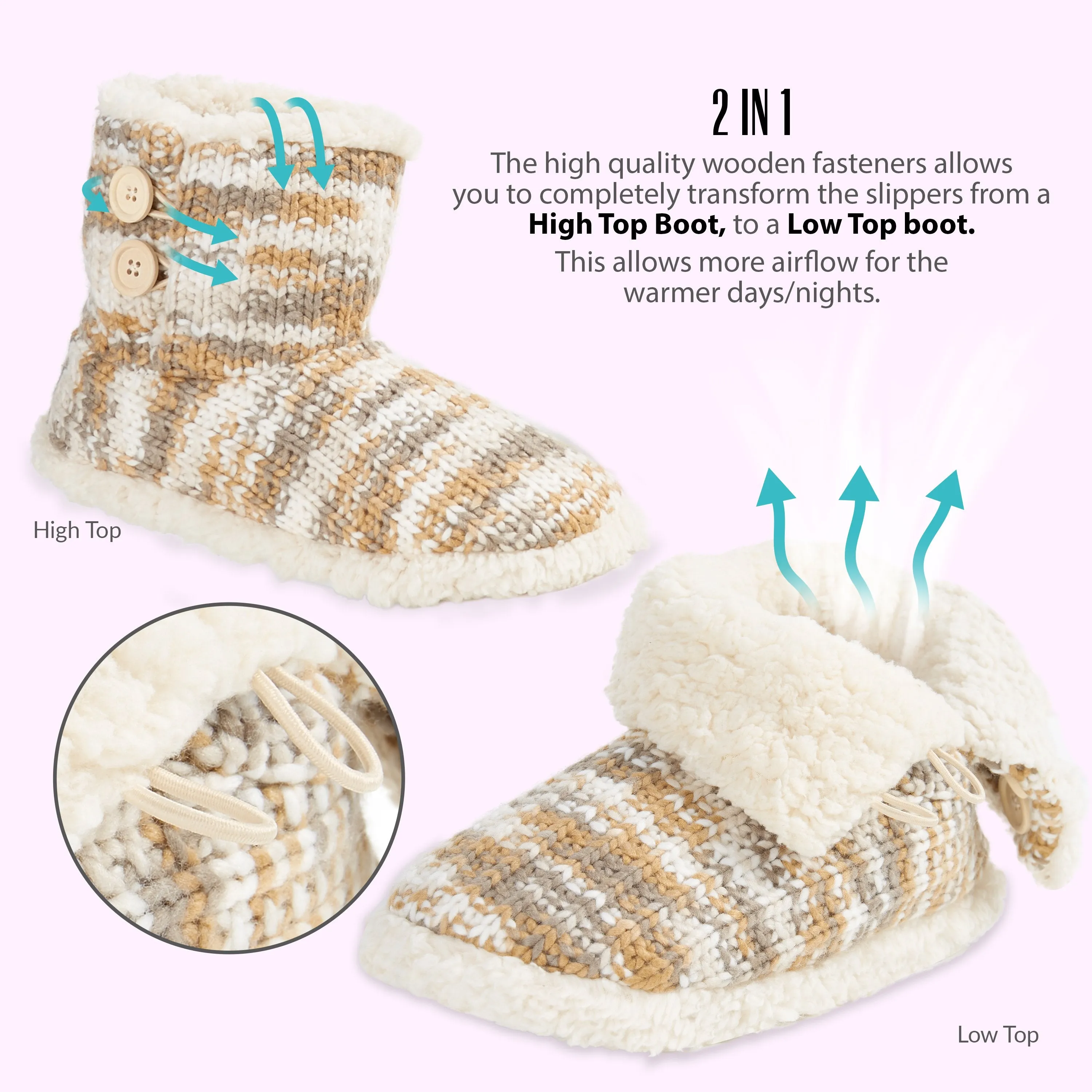 CityComfort Ladies Slipper Boots Knitted Warm Winter Indoor Booties