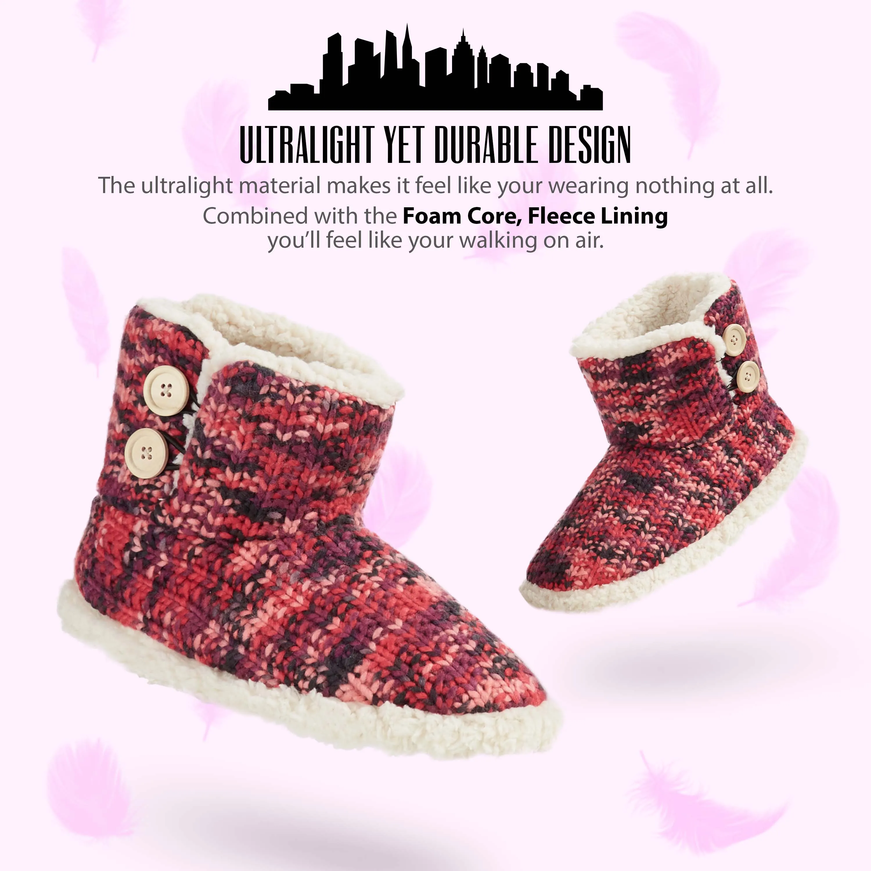 CityComfort Ladies Slipper Boots Knitted Warm Winter Indoor Booties