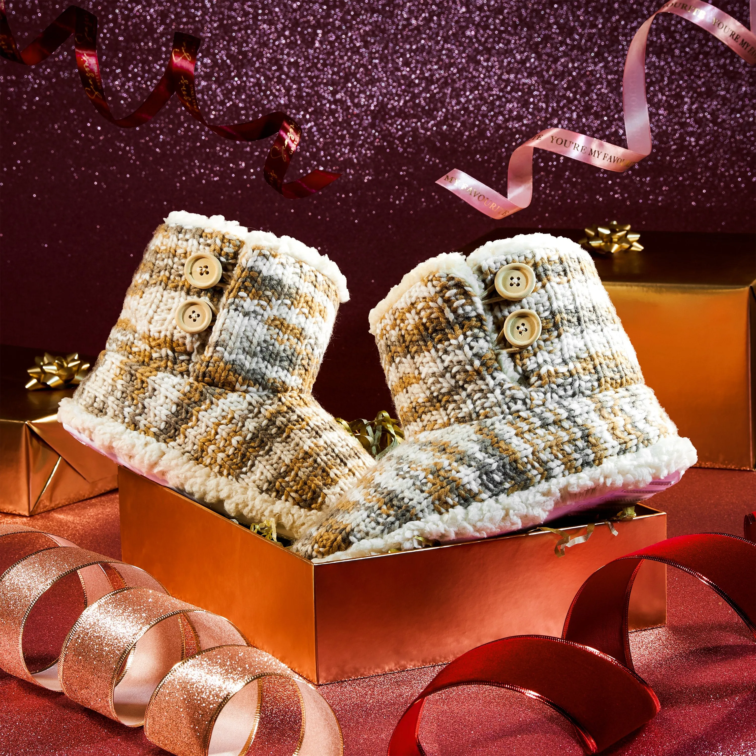 CityComfort Ladies Slipper Boots Knitted Warm Winter Indoor Booties
