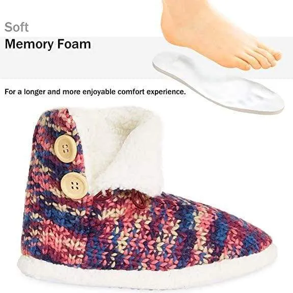 CityComfort Ladies Slipper Boots Knitted Warm Winter Indoor Booties