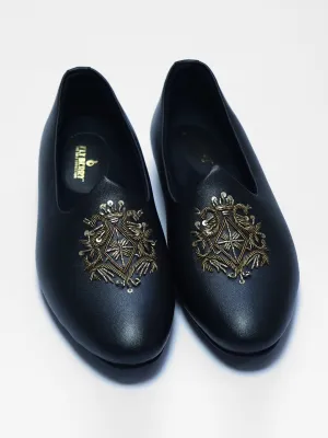 Classic Black Zardosi Work Groom's Jooti