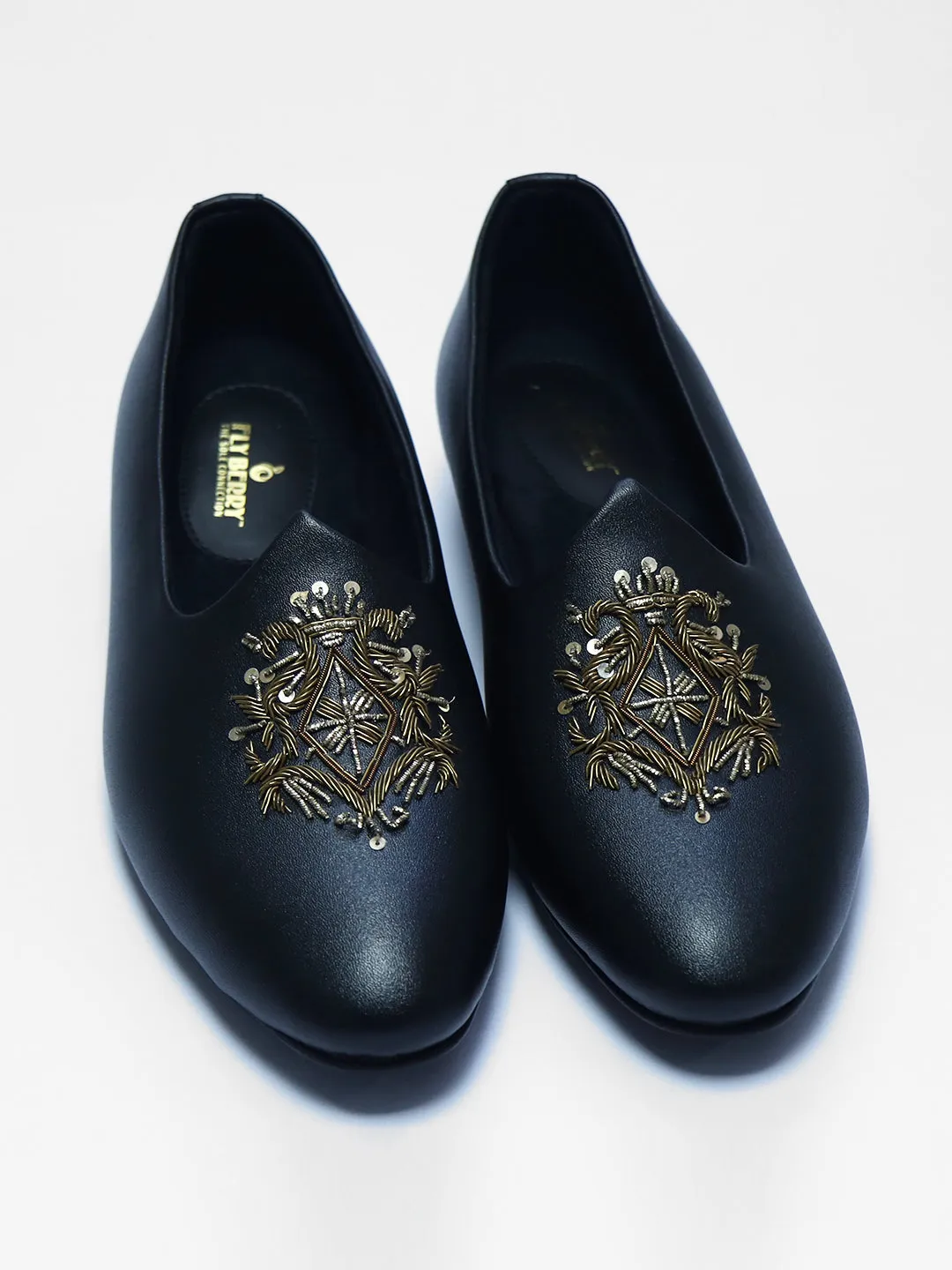 Classic Black Zardosi Work Groom's Jooti
