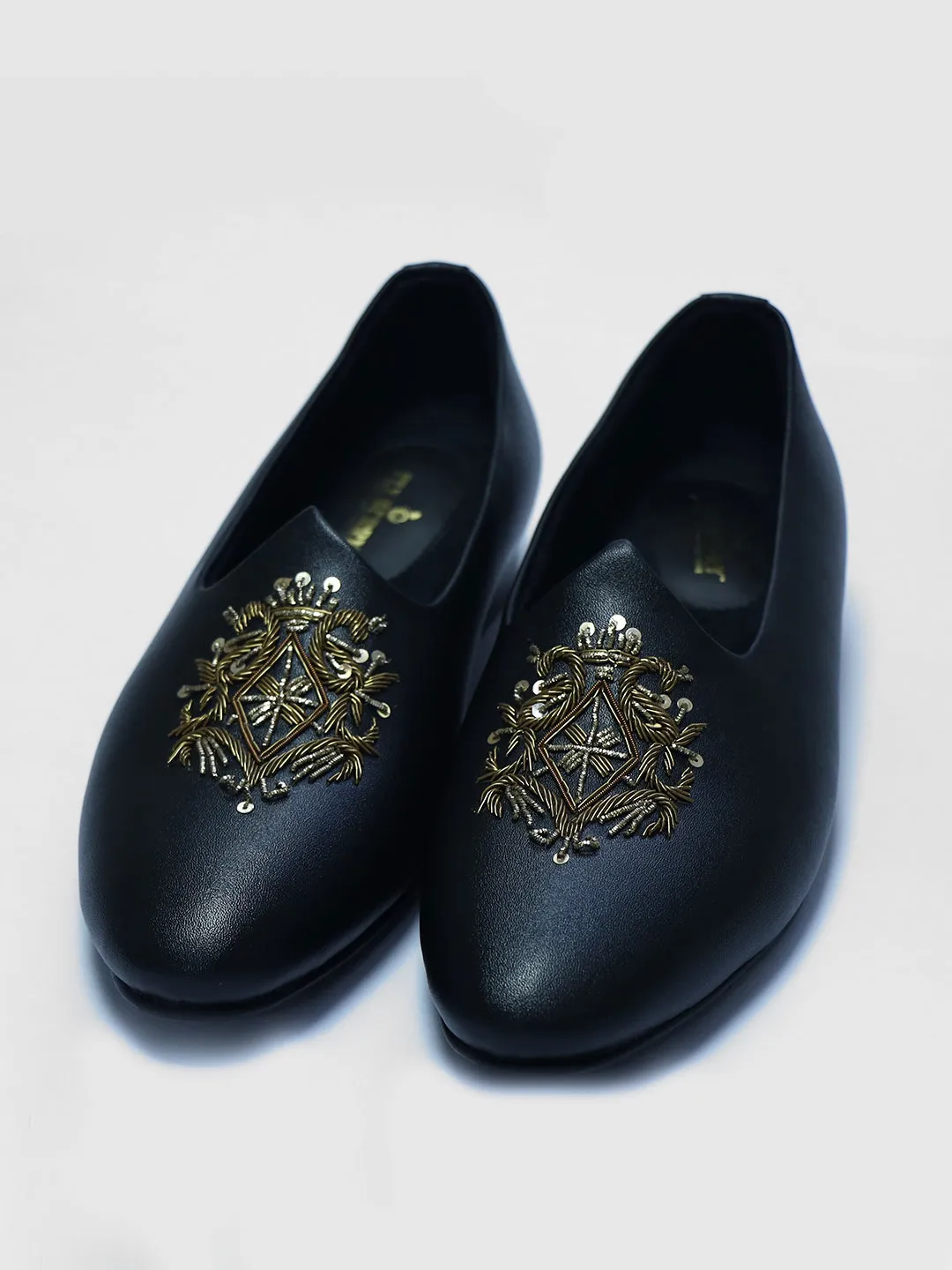 Classic Black Zardosi Work Groom's Jooti