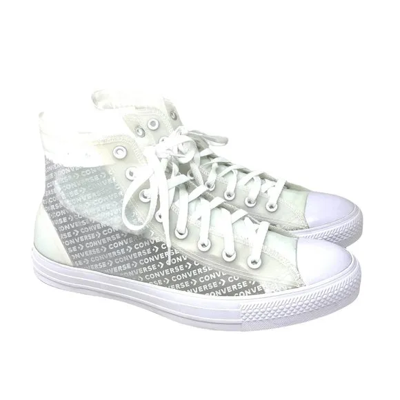 Converse Men's Size 165609C CTAS HI TRANSLUCENT WHITE Canvas Synthetic Sneakers