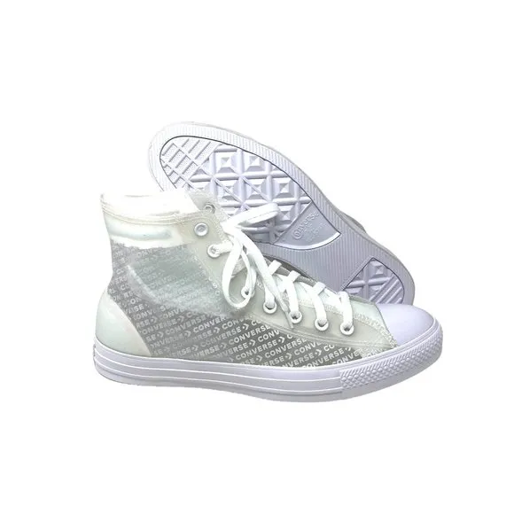 Converse Men's Size 165609C CTAS HI TRANSLUCENT WHITE Canvas Synthetic Sneakers