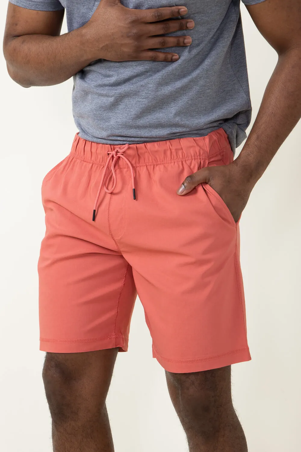 Copper & Oak Tech Pull On Shorts for Men in Red Orange | K2S510-657FADEDROSE