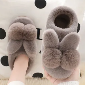 Cotton Rabbit Ear Plush Slippers for Women