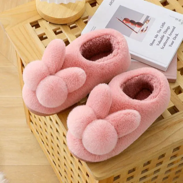 Cotton Rabbit Ear Plush Slippers for Women