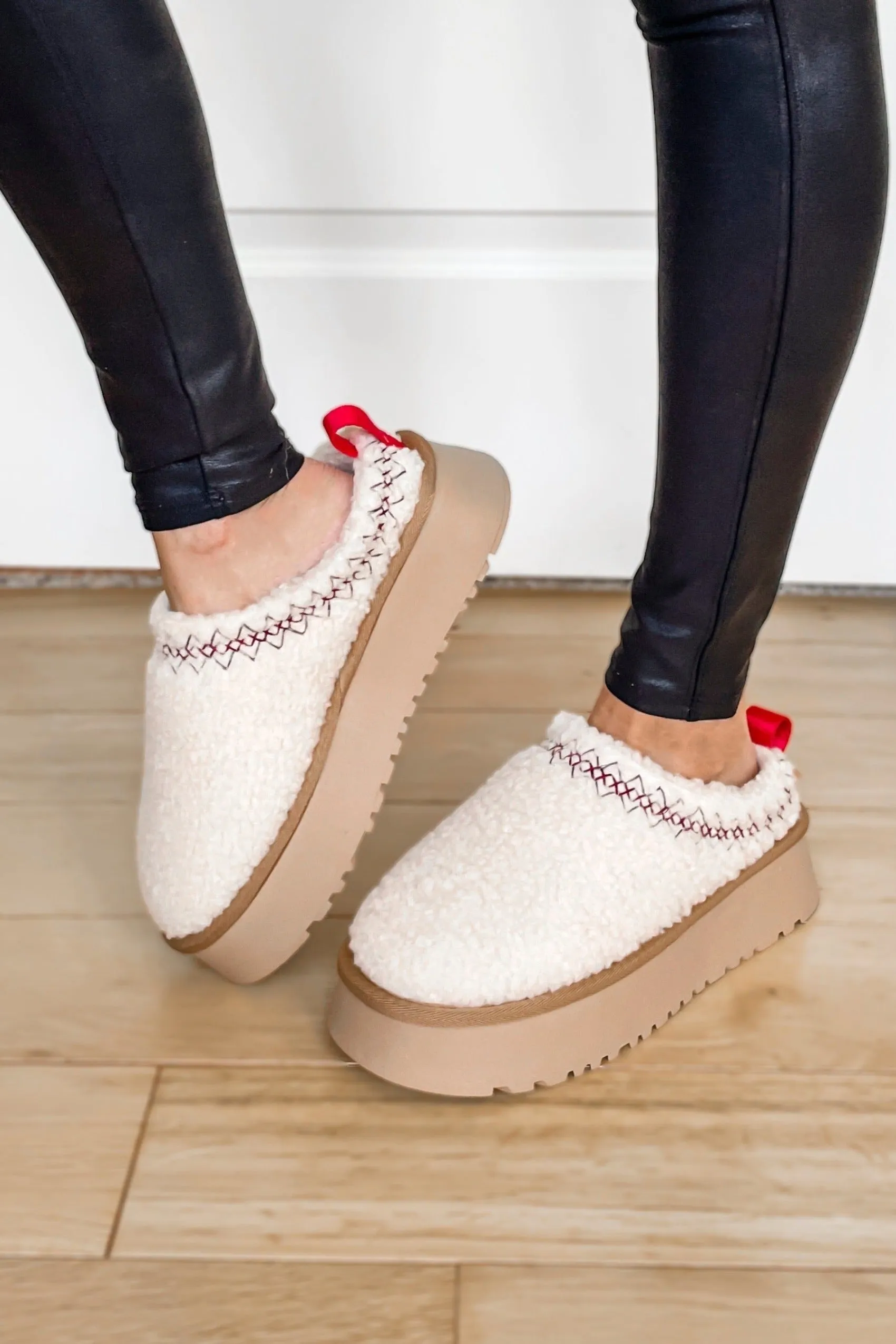 Cozy Sherpa Platform Slipper - Off White - SALE