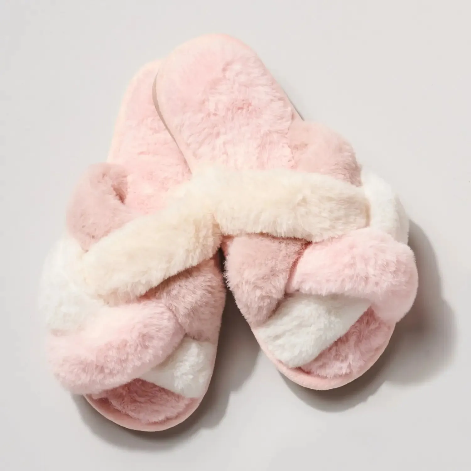 Criss Cross Knot Faux Fur Slippers